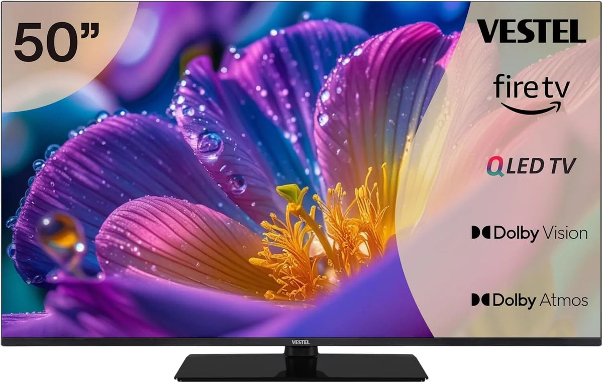 Vestel 50QF9940, Televizory, QLED TV 50 palců Fire TV 4K UHD TV, Smart TV s Dolby Vision HDR, Dolby Atmos a, Černá, QLED, 4K, 126 cm