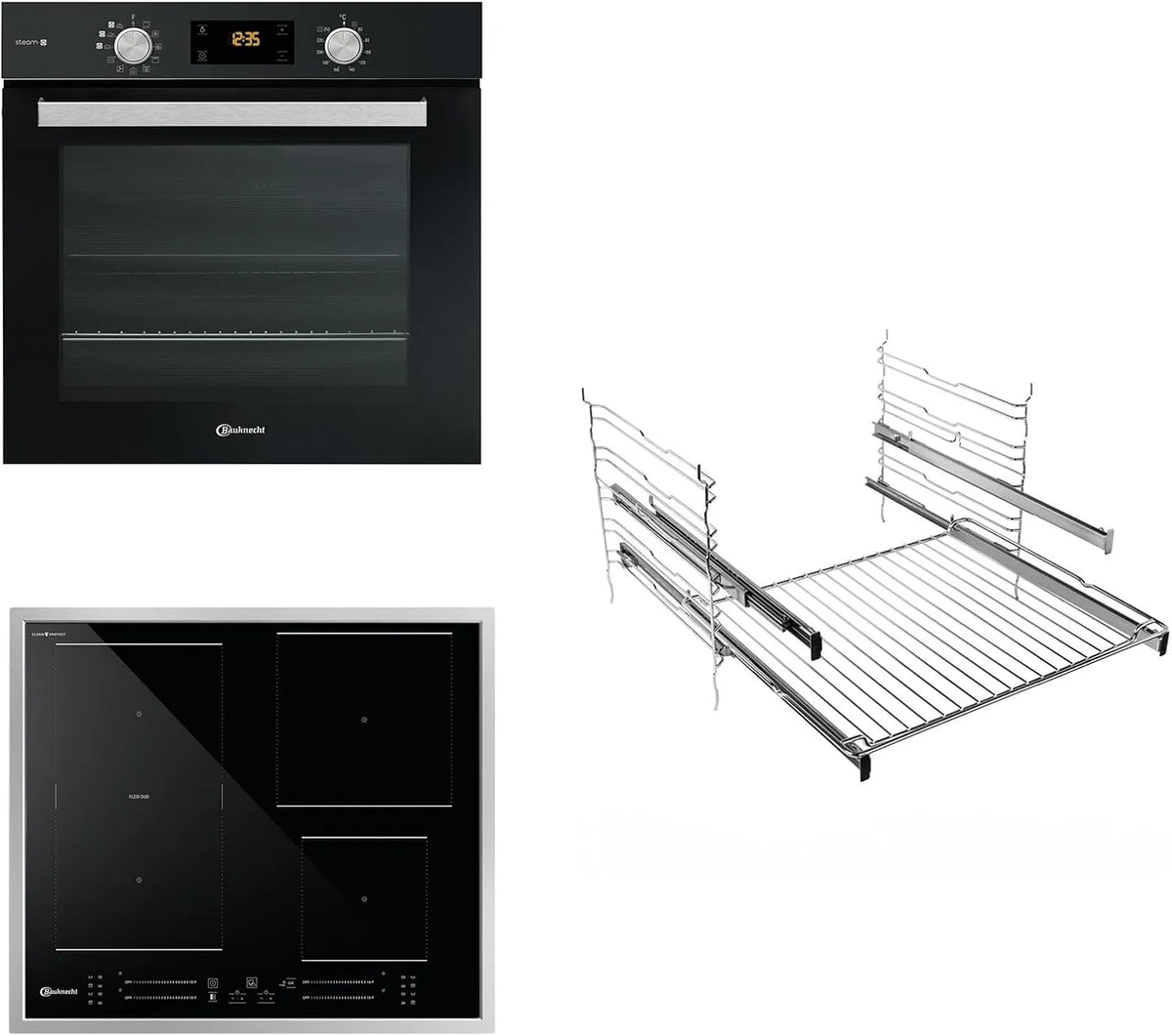 Bauknecht Protect/1, Trouby, BAKO černá STEAM PROTECT / Nainstalovaná kombinace oven- cooking field / pečení, Černá, 60 cm, 8V, 0, 89 kW