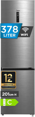 Midea, Kombinované chladničky s mrazákem, 378L Lednice s mrazákem, WiFi, 201cm, EEK C, NoFrost, 38dB, Bílá, 378L, 256L