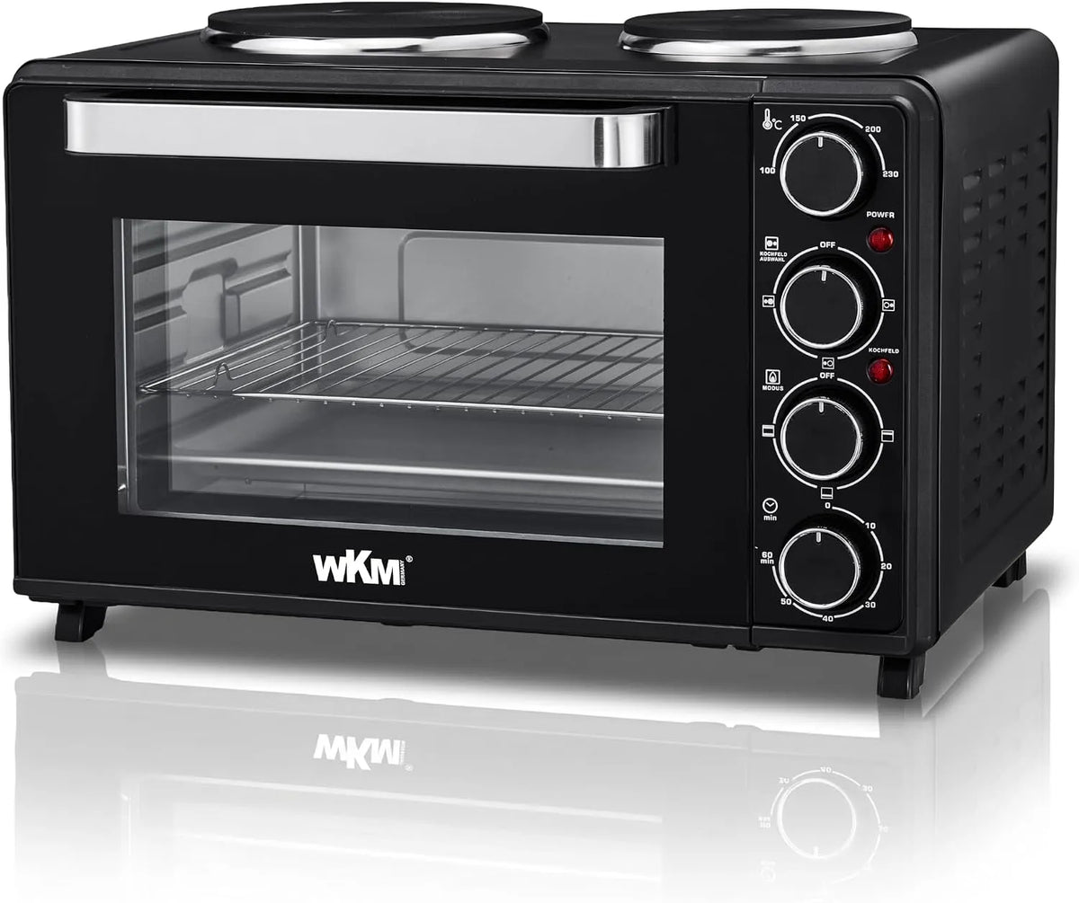 WKM, Mini trouby, ® Mini Pečení s Hotplaces černá (30L) - 3 Topné programy, Vnitřní osvětlení & 60, Černá, 30L, 1600W