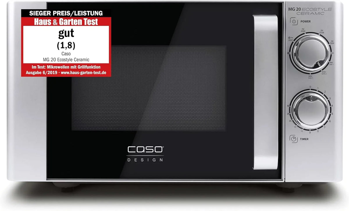 Caso, Mikrovlnné trouby s grilem, MG 20 Ecostyle Keramic - Design mikrovlnná trouba s grilem, test vítězů dům &, Černá / stříbrná, 20 l, 6x29