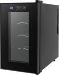 KAUITOPU, Chladničky na víno a sekt, Sklenice na víno 8 lahví, nízkohlučná vinná skříň s regulací teploty digitální, Černá, 8 l, 55 W, 220V