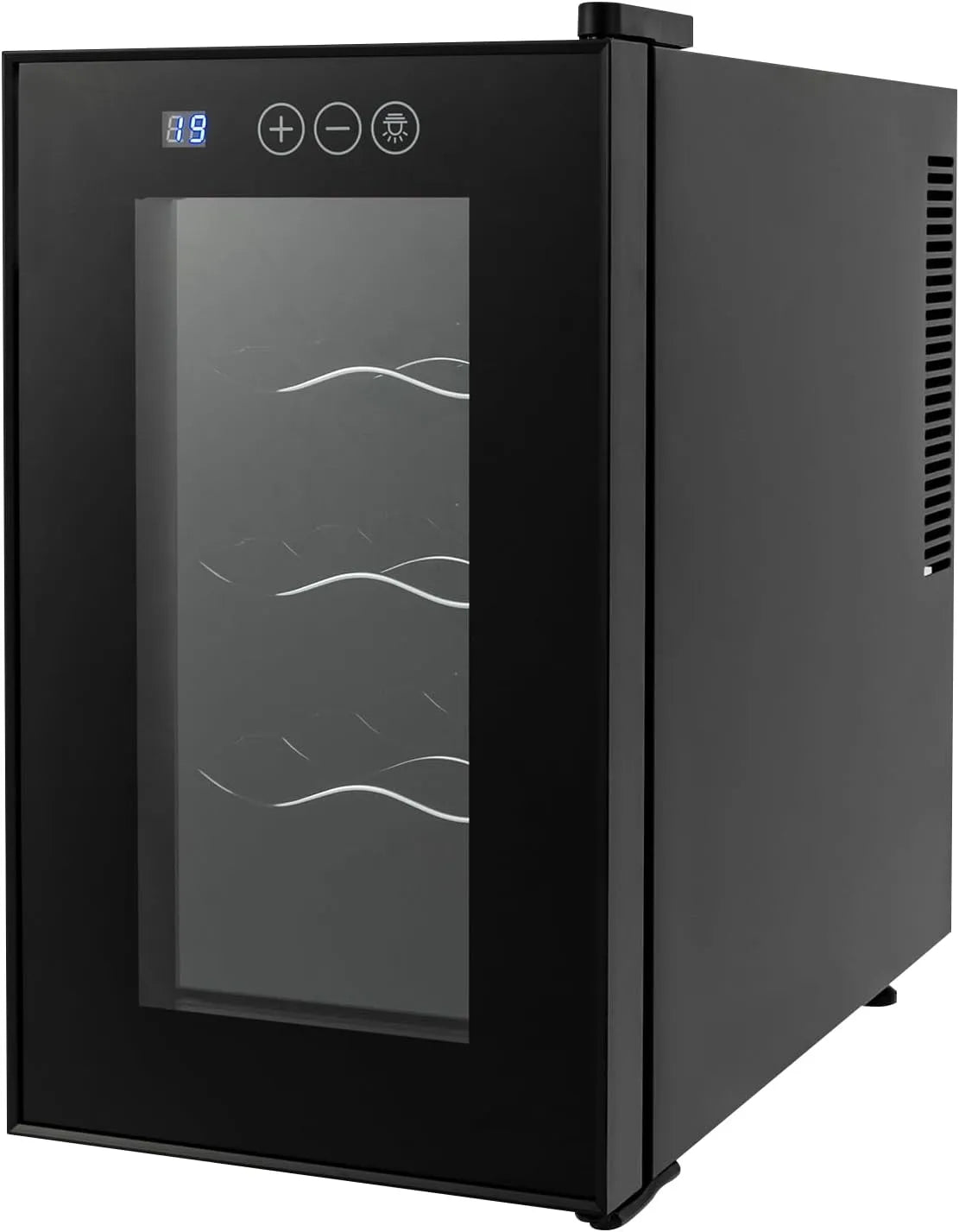 KAUITOPU, Chladničky na víno a sekt, Sklenice na víno 8 lahví, nízkohlučná vinná skříň s regulací teploty digitální, Černá, 8 l, 55 W, 220V