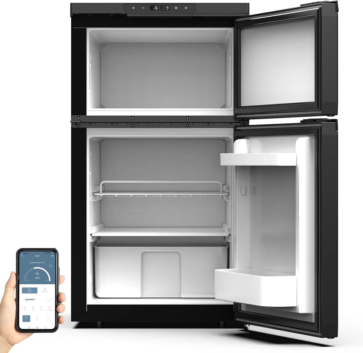 GEARFLOW, Chladničky, 80L kompresor lednice box s APP ovládání 12V 24V 230V, až -20 ° C Mini lednička s, Bílá, 80L, 12V, 24V, 230V