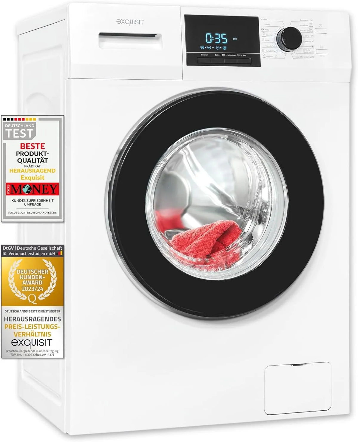 Exquisit WA9214-340A, Pračky, Excelentní pračka 9 kg - 1400 ot. / min. - Energetická třída A, Bílá, 9 kg, 49 kW, 0 x 59, 5 x 56