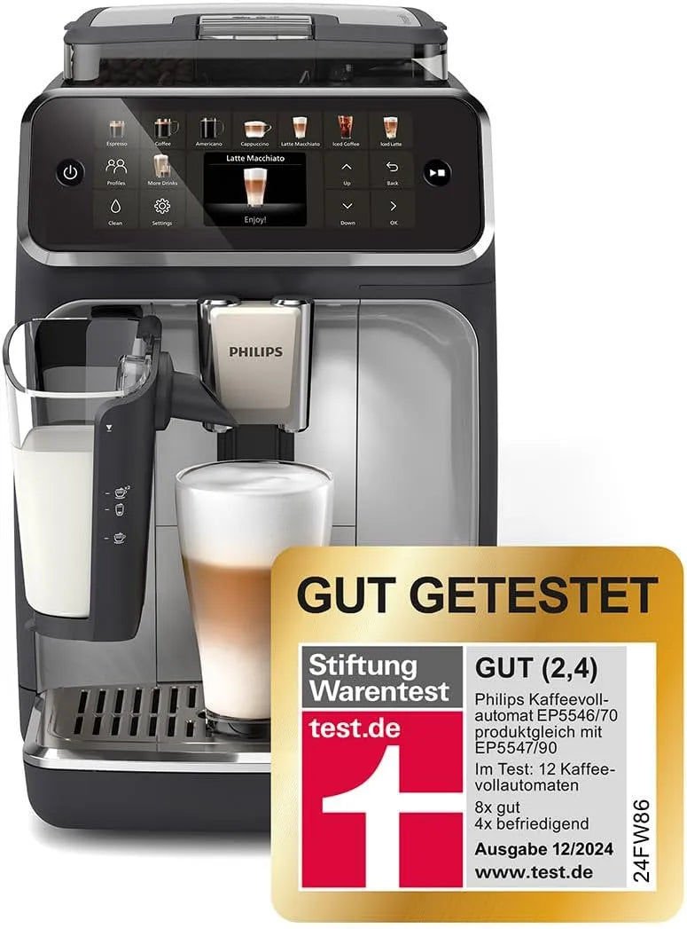 PHILIPS, Plně automatické kávovary, FILIPS káva plně automatické LatteGo 5500 Series, Silver, 20 Speciality, Stříbrná, 4V, 5L