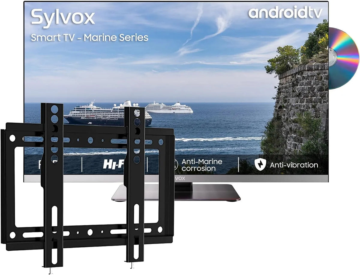 SYLVOX 1080P, Televizory, 12 Volt TV, 22 palců Camping Travel TV, Integrated Android TV integrovaný DVD, Černá, 12 V, Full HD, 32V