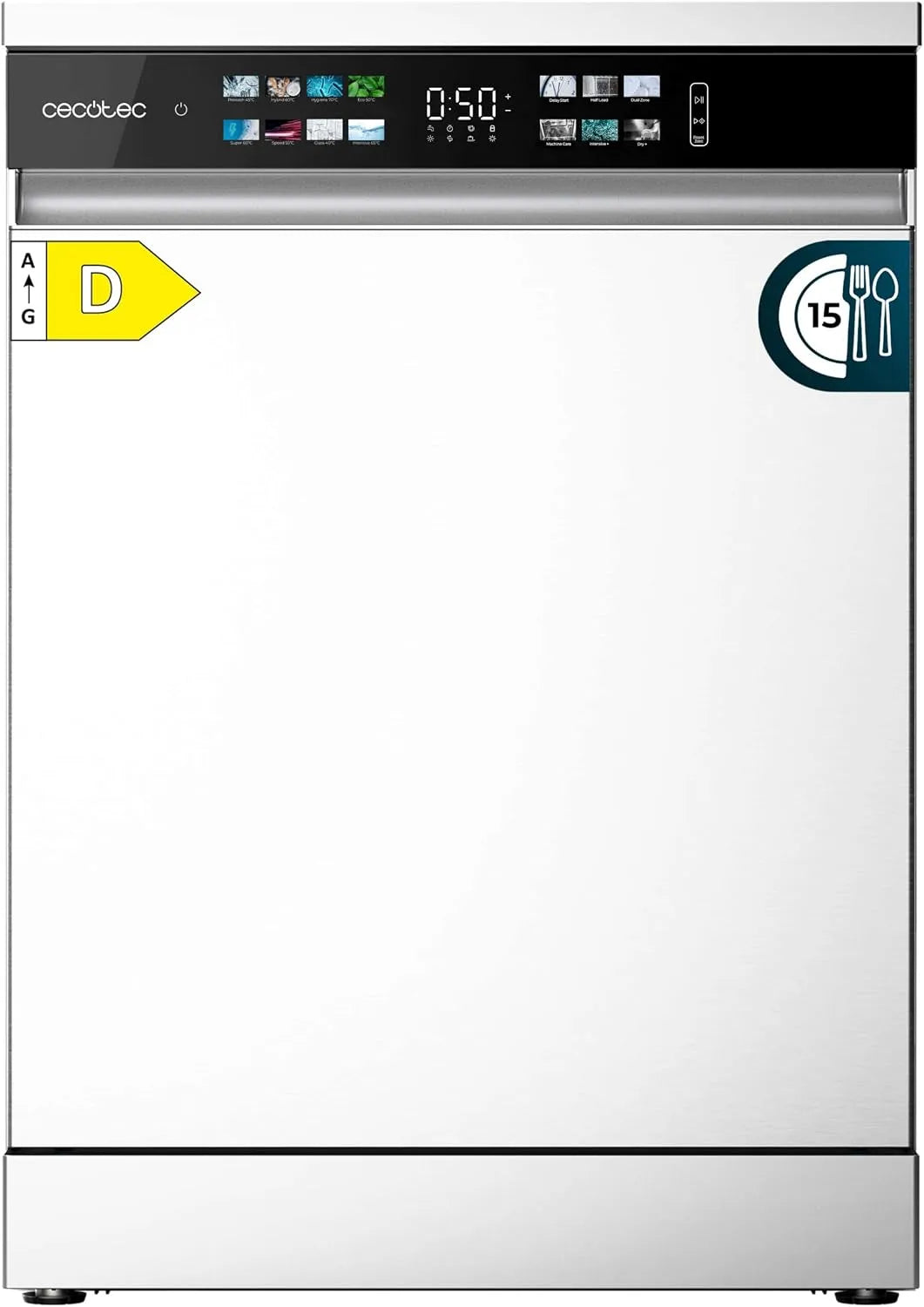 Cecotec, Myčky nádobí, 60 cm, myčka 60 cm - Freestanding Bolero Aguazero 6210 D. 15 příbory, energeticky, Bílá