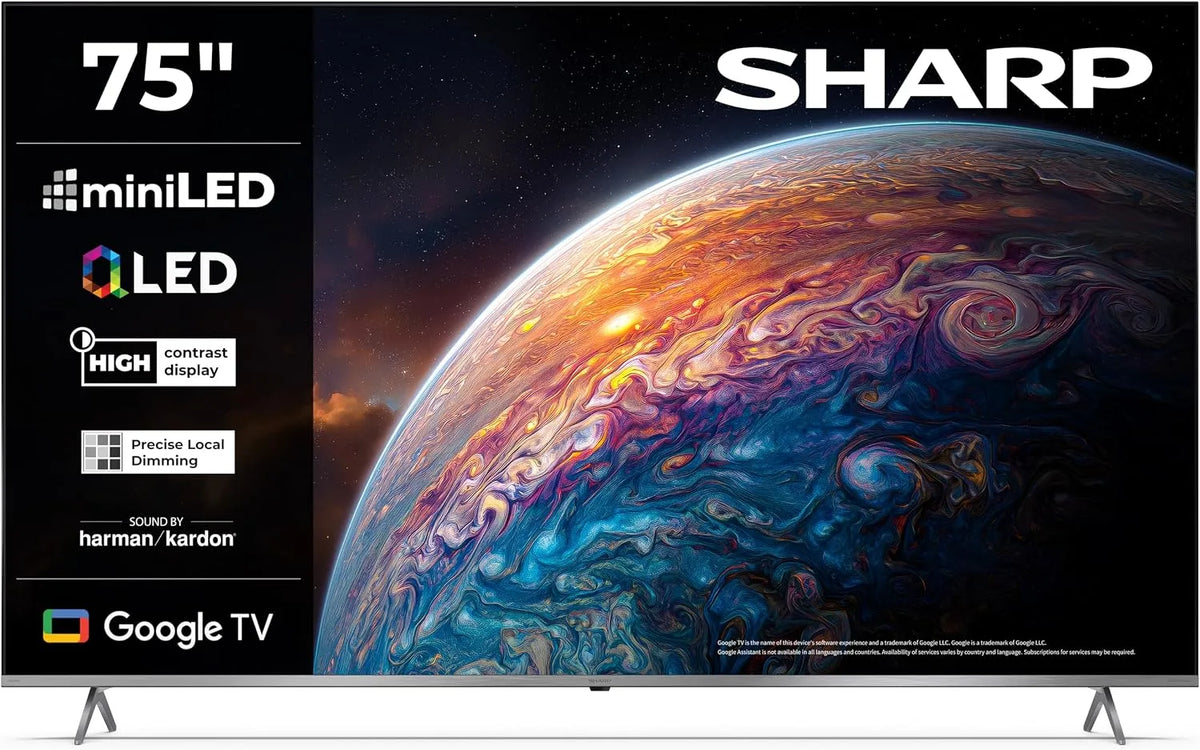 SHARP 75JP7265E HDR10, Televizory, 75 palců 4K QLED MiniLED Smart TV, Dolby Vision IQ & Atmos, Harman Kardon Sound, Černá, 4K, QLED, MiniLED