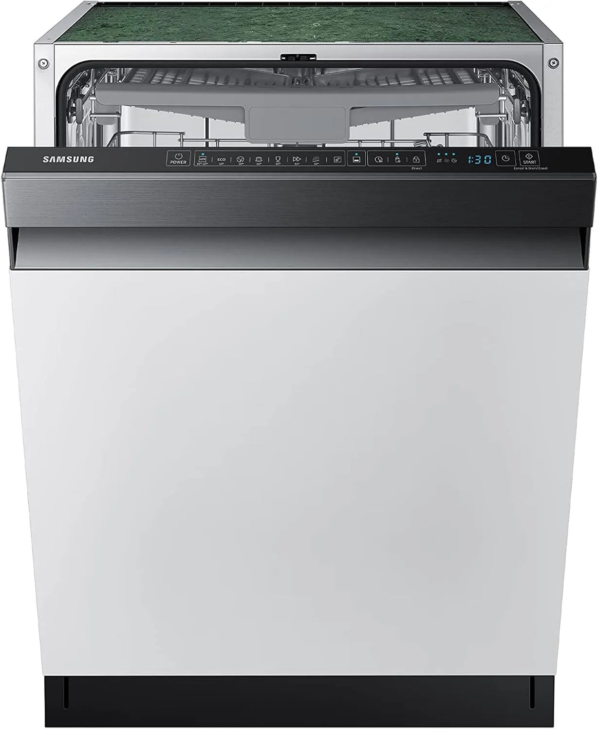 Samsung DW60R7050US/EG DW60R7050US, Myčky nádobí, 60 cm, / EG Částečně integrovaná myčka nádobí, šířka 59, 8 cm, 14 odstupňovaných stropů, Stříbrná