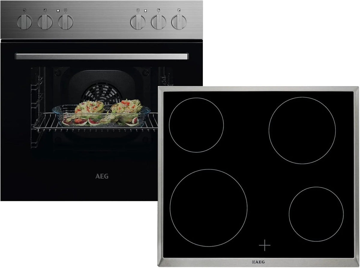 AEG AH11M OU5AE10CM, Sety sporáku a trouby, sada + skleněná keramická nádoba HE604000XB, Černá, 10CM, 60 cm, 65 l, 40 W