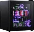 HCK, Minichladničky, 48 litrová minilednička se skleněnými dveřmi 39 dB Kyberpunková pivní lednička, Bílá, 48 l, 39 dB, 3v