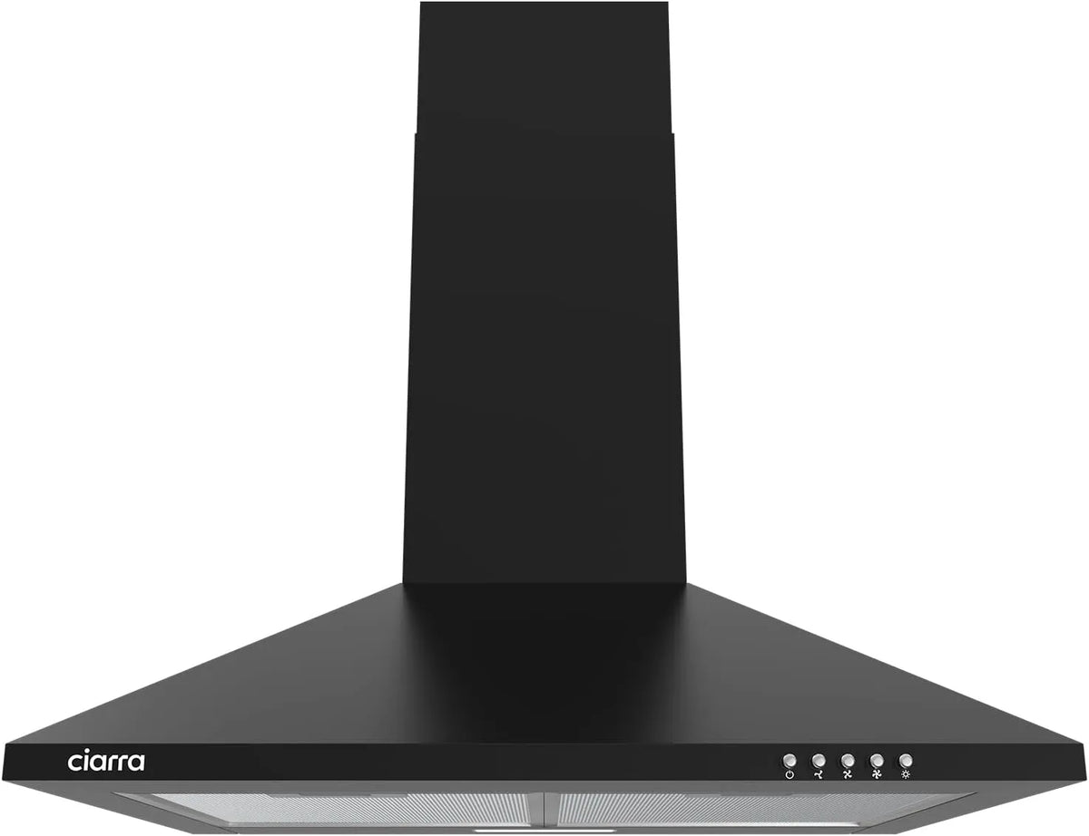 CIARRA, Nástěnné digestoře, C vzdálenost kapoty 60 cm cirkulující vzduch výfukový vzduch Pyramida kapota černá, 60 cm, 22 kW, 002X2
