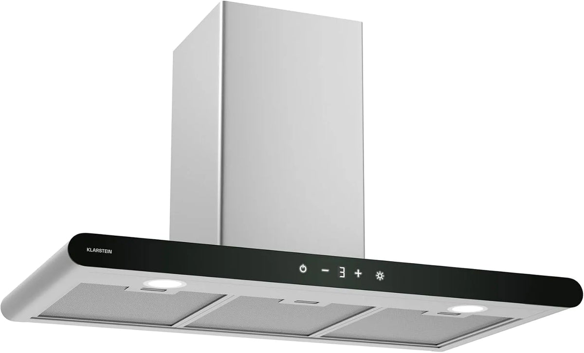 Klarstein, Nástěnné digestoře, Clearstein Křivka Rozsah kapoty - 90 cm nástěnná kapota, 676 m3 / h průtok, Černá, 90 cm, 56 dB, 110 W