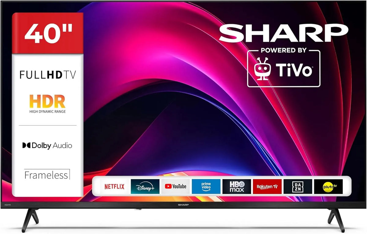 SHARP 40HE2745E, Přenosné televizory, TV 40 palců Smart TV s rozlišením Full HD a HDR, Černá, Full HD, 101 cm