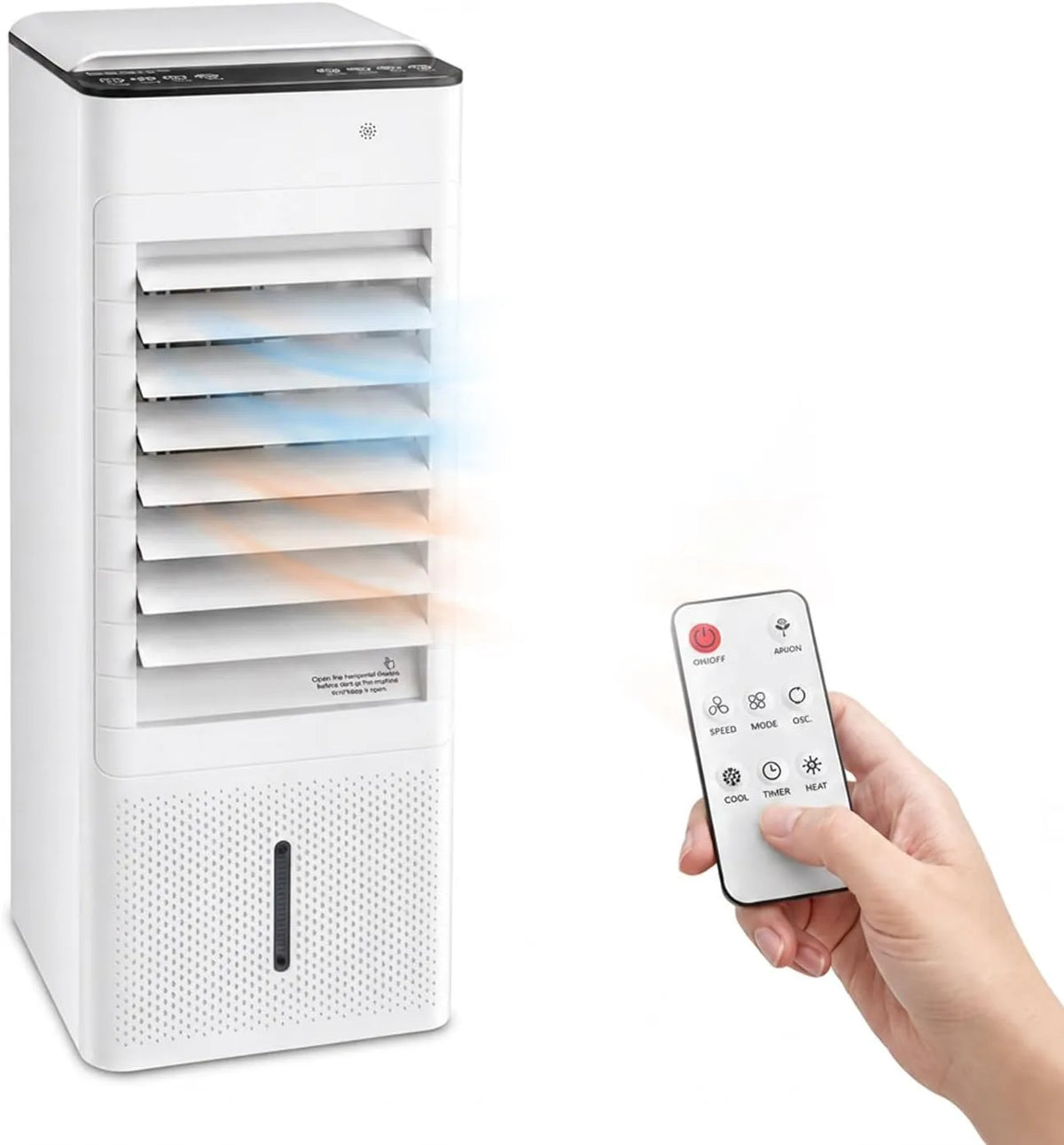 Avilia 3-in-1, Odpařovací chladiče, Přenosná klimatizace 80 / 2000 W: topení a chlazení, odvlhčovač, snadno se, Bílá, 2000 W, 61 x 32 x 33 cm
