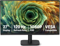 Amazon Basics 1080P, Monitory, 27 palců počítačový monitor, 120Hz, FHD obrazovka pro kancelář a domov, Adaptivní, Černá, 1920 x 1080