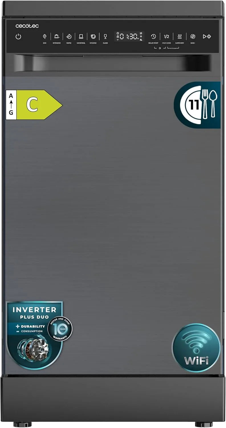 Cecotec O2Dry, Myčky nádobí, 45 cm, Oddělený myčka nádobí Bolero Aguazero 4560 Dark Connected 45 cm, 11 tailor- made, Bílá