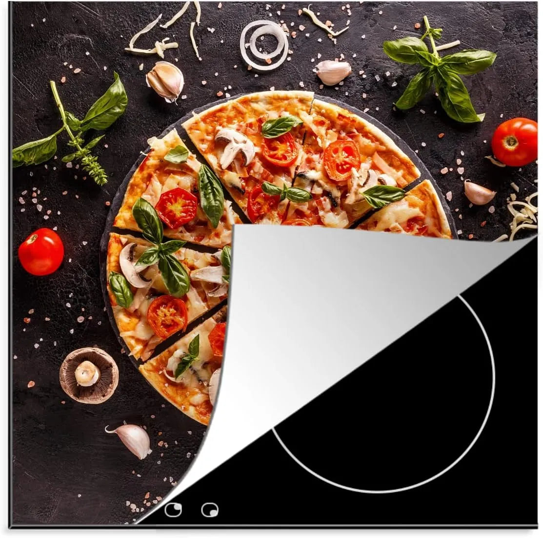 MuchoWow, Pracovní a plotýnkový kryt, © Ceranfeld postřikovací kuchyňská pizza, Černá, 3 mm