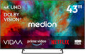 MEDION, Televizory, 108 cm (43 palců) TV (Smart TV, Dolby Vision HDR, HBO Max, MagentaTV, Prime, Černá, 108 cm, 4K, 840 x 2, Full HD