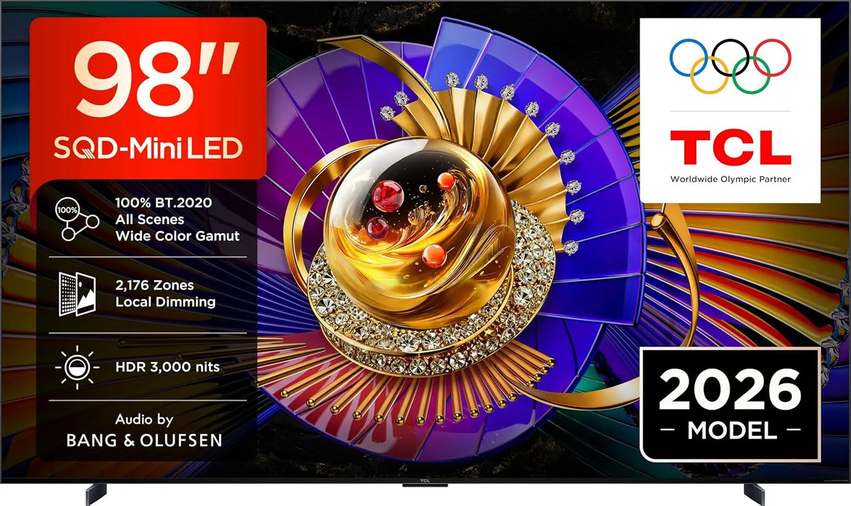 TCL 98C7L, Přenosné televizory, SQD-Mini LED TV 4K Smart TV, 2600 nits HDR, 144Hz Motion Clarity Pro, Game, Černá, 7L, Mini LED, 4K, 144Hz