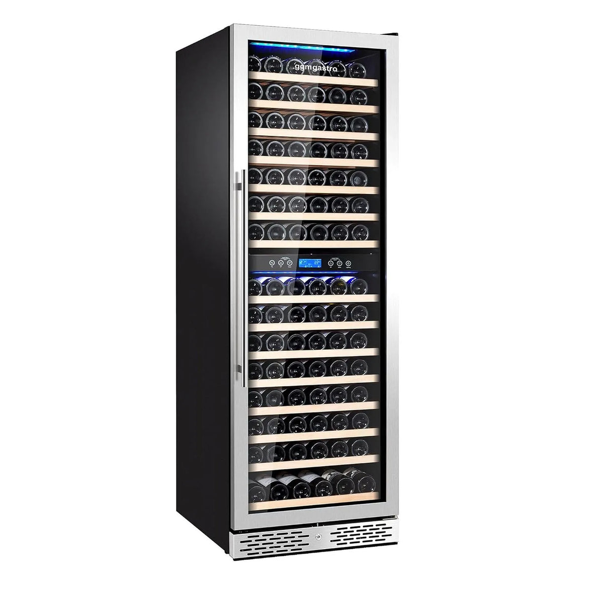 GGM Gastro, Nápojové chladničky, Lednice na víno 450 L 2 klimatické zóny 160 lahví, Černá, 450 L, 160 l, 595 mm, 680 mm