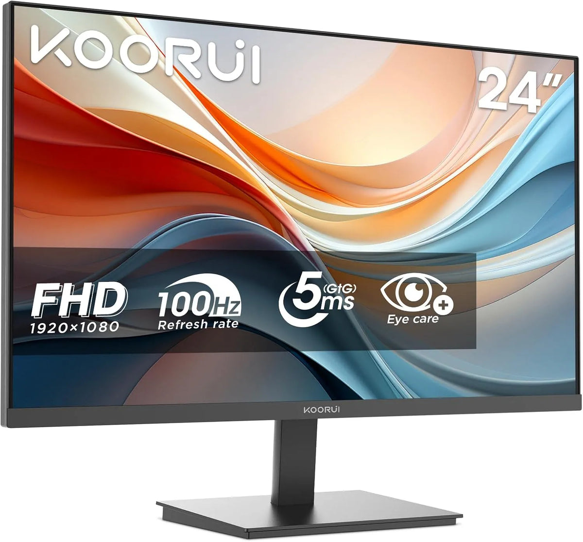 KOORUI E2412F, Monitory, monitor 24 palců, FHD 100Hz oční obrazovka, Černá, 100Hz, 24 ', Full HD, 1920 x 1080