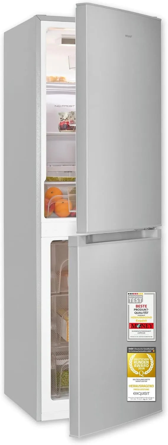 Exquisit, Kombinované chladničky s mrazákem, Excelentní mrazící směs č. Frost 160 cm - 193 l, stříbrná, 160 cm, 193 l