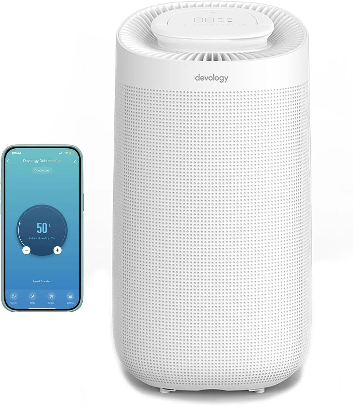 Devology 12L/Tag, Odvlhčovače vzduchu, 12L / Day Digitální odvlhčovač vzduchu - WIFI App - 3.2L vodní nádrž - HEPA filtr, Bílá, 12L, 3.2L, 11 v