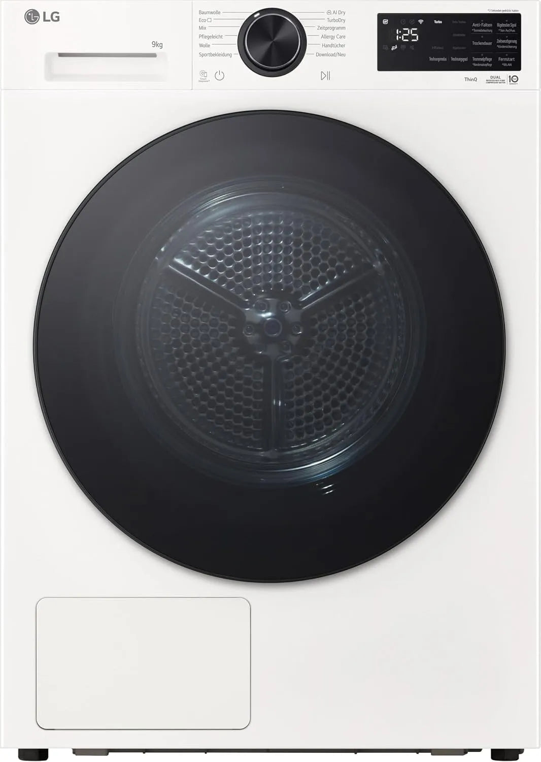 LG RT90X7, Sušičky s tepelným čerpadlem, sušička (B, 9 kg) s technologií tepelného čerpadla (LED displej, samočisticí, Bílá, 90X7, 9 kg