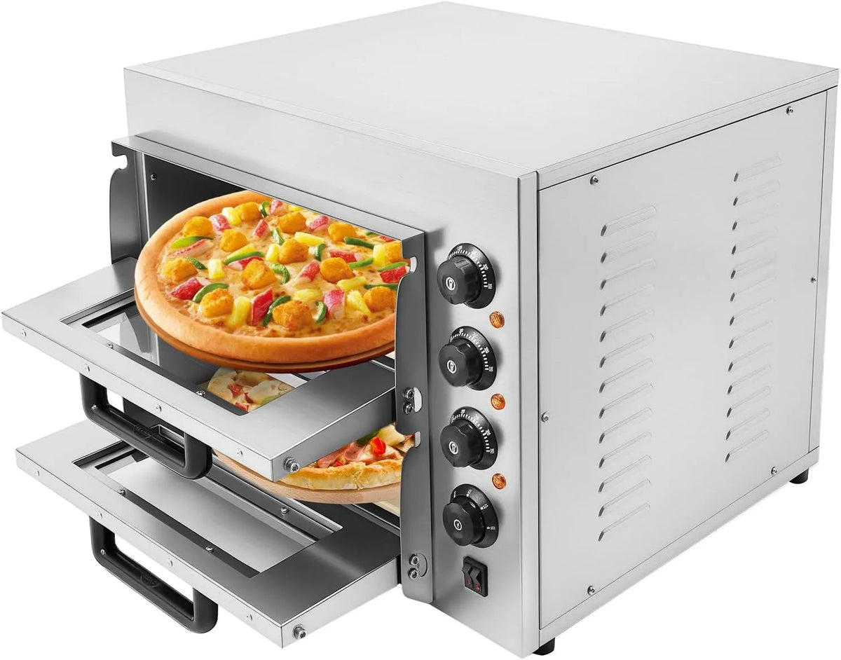 Desnysmf, Trouby, 2 podlaží Elektrické pizzerie nerezové, controtop Mini pece Pizza Pečicí Pečivo, Stříbrná, 20L, 3000 W, 220V, 50Hz