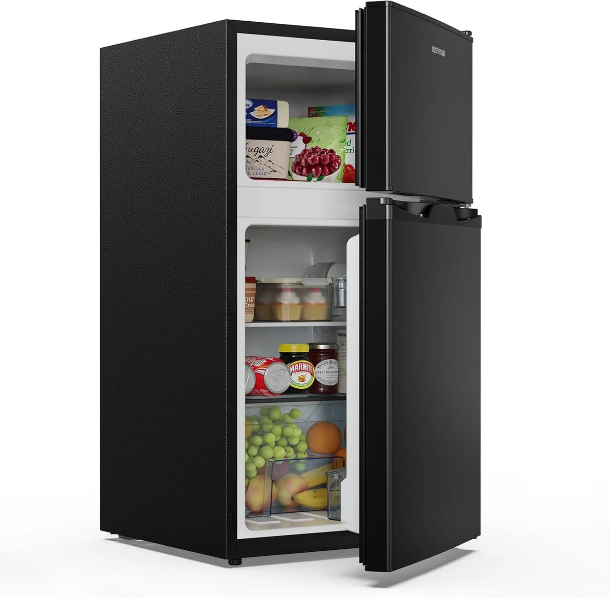 Upstreman TM84-Schwarz TM84, Kombinované chladničky s mrazákem, 84L Chladicí mrazicí kombinace, černá, 84L, 59L, 25L, 39 dB