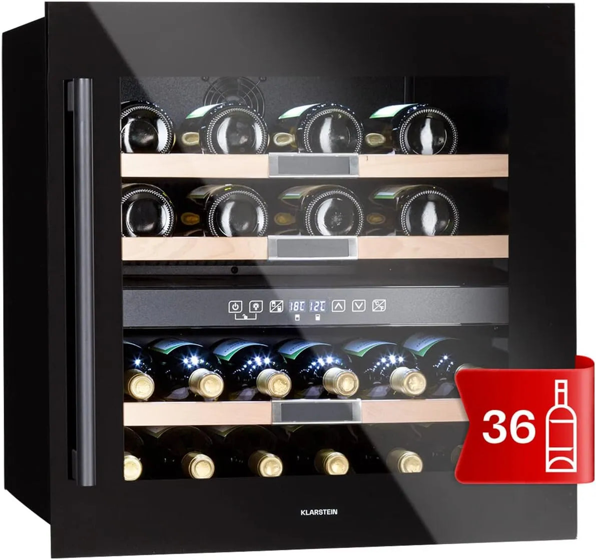 Klarstein, Chladničky na víno a sekt, built- ve víně lednice, 2 zóny nápoje lednice Klein, vinárna 85L, víno lednička, Černá, 85L, 36 l, 41 dB