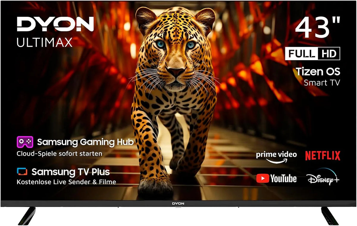 DYON 43F-TI, Přenosné televizory, ULTIMAX 43 palců Full HD Smart TV, Černá, Full HD, 60 Hz, 2 x 10, 200 x 200 mm