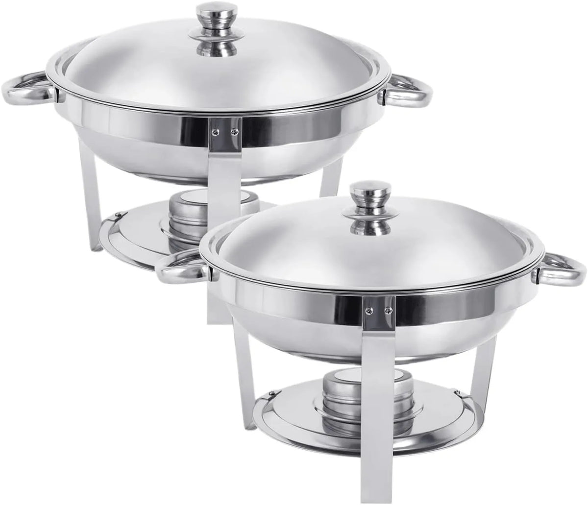 TRDEWR, Ohřívače nápojů a jídel, Kulatý teplejší set z nerezové oceli, 5 L kapacita, pro bufety, grilování večerů, Stříbrná, 5 L, 41 x 25 cm