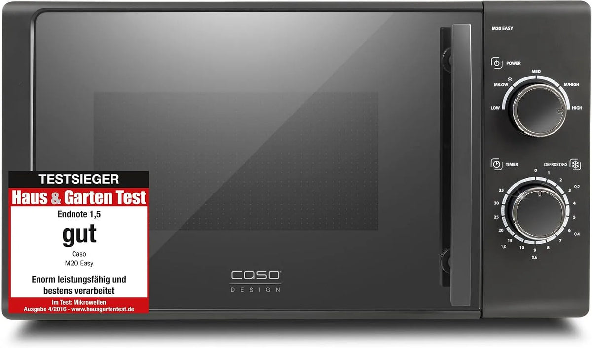 Caso, Samostatné mikrovlnné trouby, M 20 EASY, mikrovlnná trouba, 20L, 700 Watt, otočný stůl Ø 25, 5cm, Černá / stříbrná, 700 W, 25